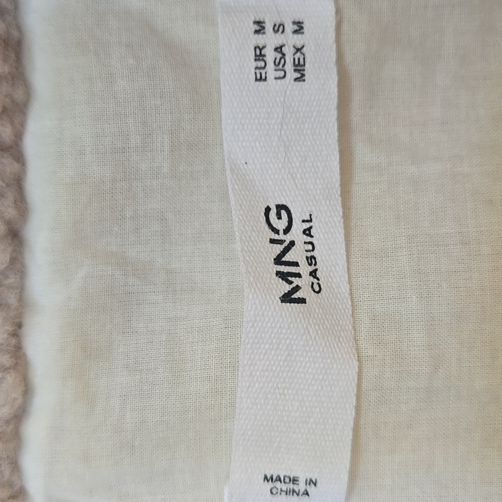 Mango MNG Casual Cozy Tan Sherpa Button Down Teddy Bear Jacket - Picture 9 of 11